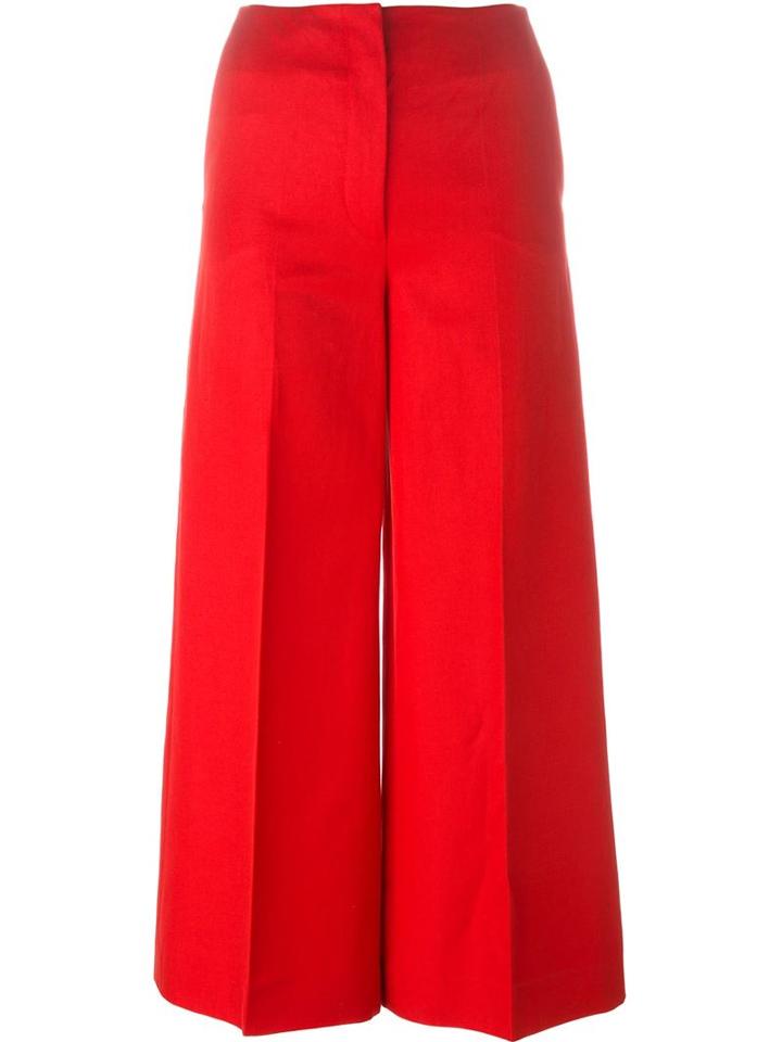 Sonia Rykiel Wide Leg Cropped Trousers, Women's, Size: 36, Red, Cotton/linen/flax