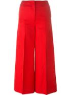 Sonia Rykiel Wide Leg Cropped Trousers, Women's, Size: 36, Red, Cotton/linen/flax