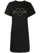 Love Moschino Logo Embellished T-shirt Dress - Black