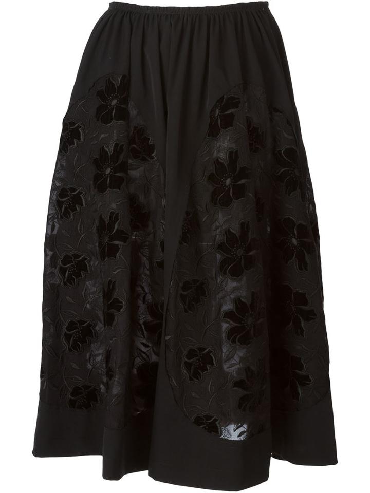 Comme Des Garcons Embroidered Flared Skirt
