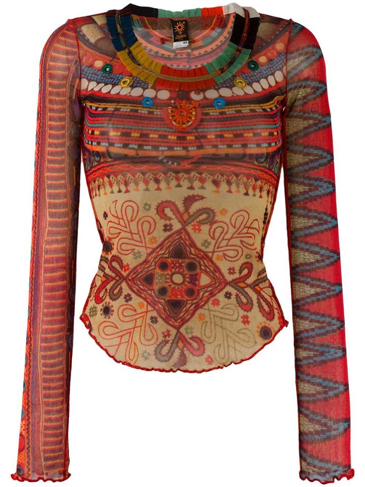 Jean Paul Gaultier Vintage Multicultural Print Top - Red