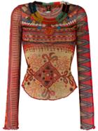 Jean Paul Gaultier Vintage Multicultural Print Top - Red