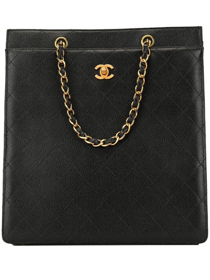 Chanel Pre-owned 1998 Diamond Cc Tote - Black