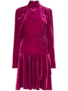 Rotate Ruched Velvet Mini Dress - Pink