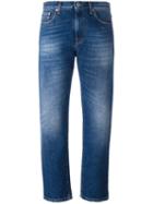 Msgm Cropped Fur Detail Jeans, Women's, Size: 38, Blue, Polyester/cotton