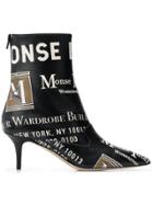 Monse Printed Pointed Boots - Black
