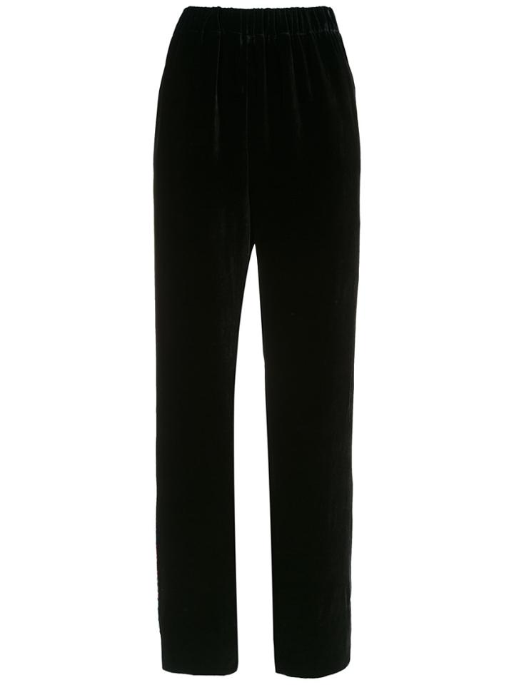 Sissa Silk-blend Straight-fit Trousers - Black