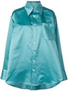 Matthew Adams Dolan Oversized Back Pleated Shirt - Blue