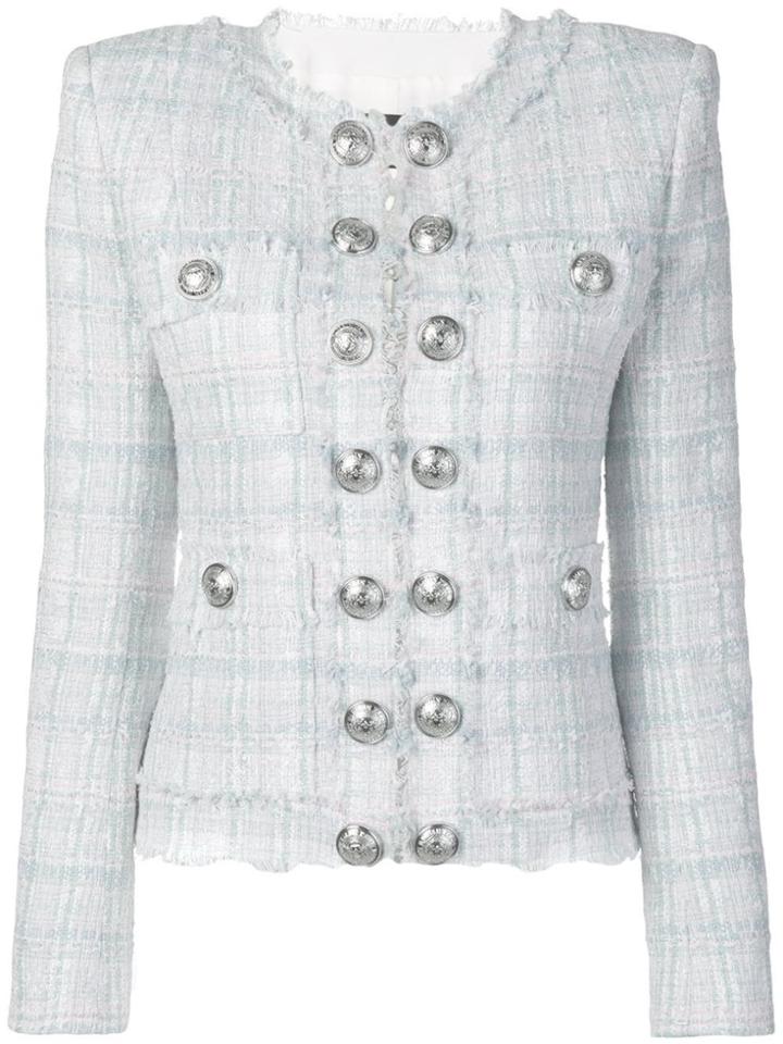 Balmain Button-embellished Tweed Blazer - White