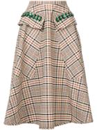 No21 Check A-line Skirt - Brown