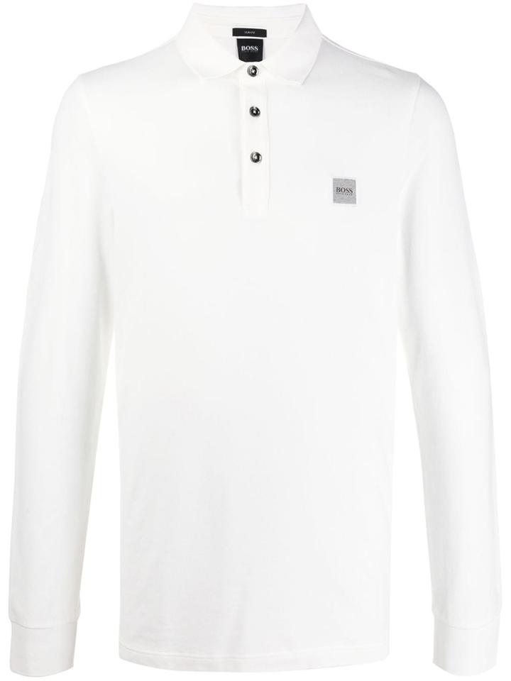 Boss Hugo Boss Embroidered Logo Longsleeved Polo Shirt - White