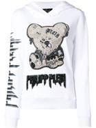 Philipp Plein Crystal Embellished Teddy Hoodie - White