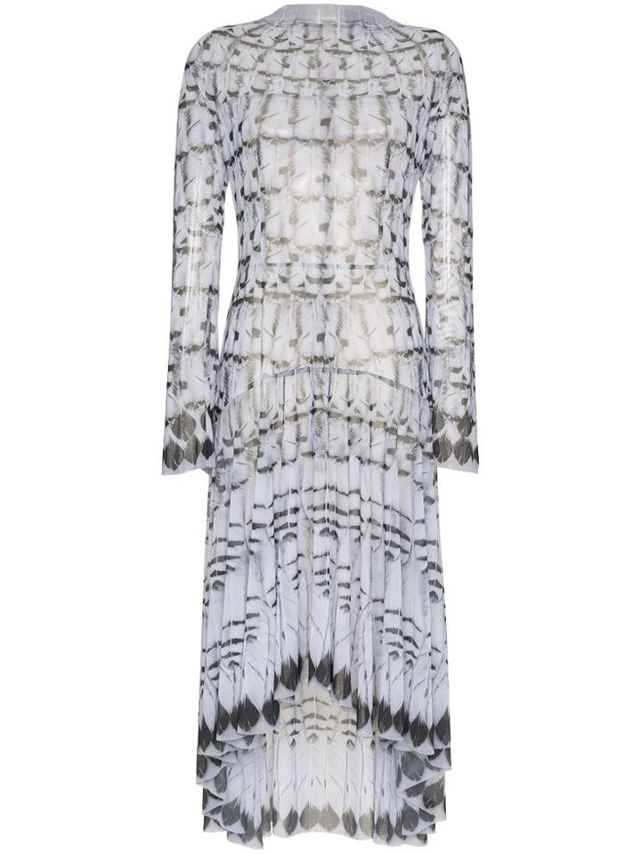 Navro Navro Drs Fthr Prnt Cn Ls Midi - Grey