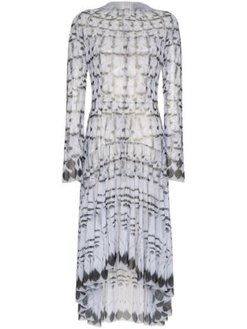 Navro Navro Drs Fthr Prnt Cn Ls Midi - Grey