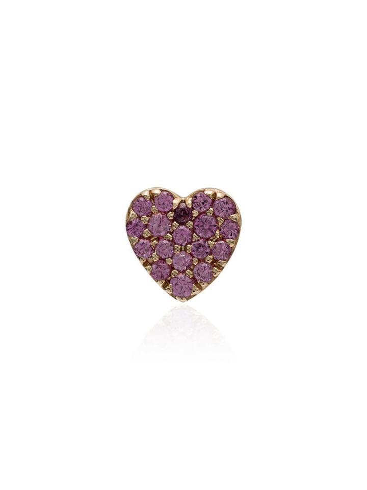 Loquet Pink And Gold Sapphire Heart Earring - 111 - Pink