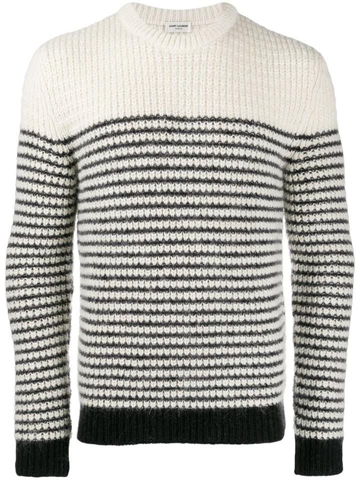 Saint Laurent Striped Sweater - White
