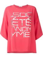 Société Anonyme - Oversized Front Print T-shirt - Women - Silk - One Size, Women's, Pink/purple, Silk
