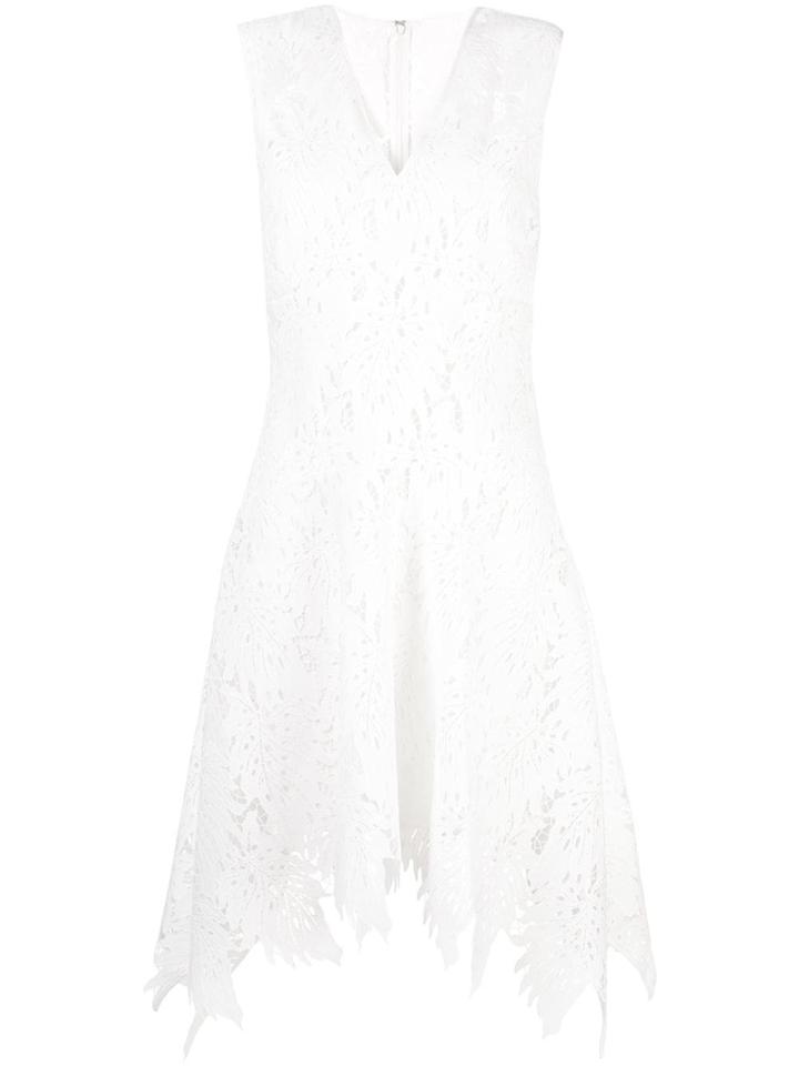 Josie Natori Palm Lace Sleeveless Dress - White