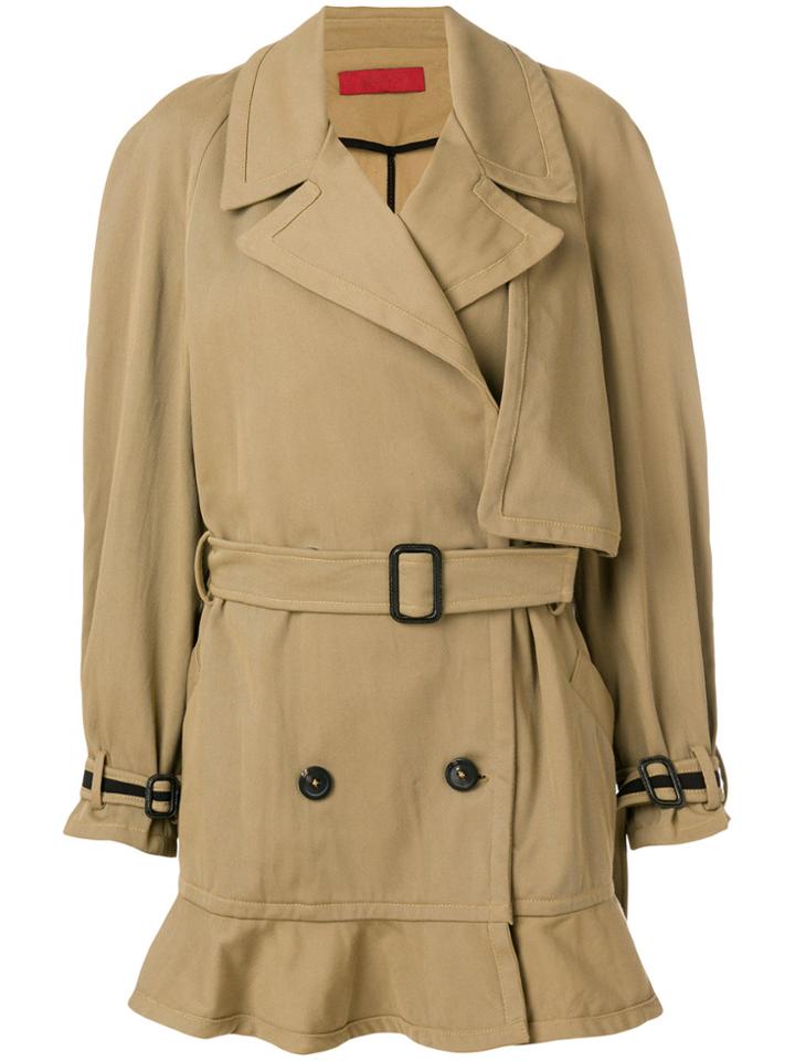 Di Liborio Peplum Hem Trench Coat - Brown