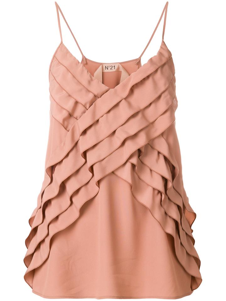 No21 Cross-over Ruffle Cami Top - Nude & Neutrals