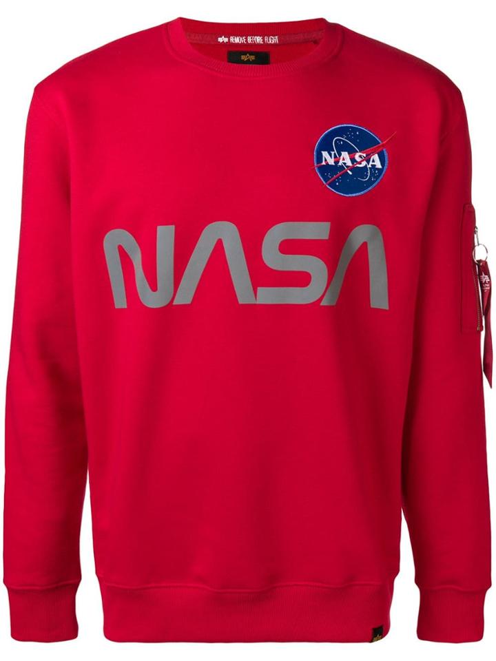 Alpha Industries Nasa Print Sweatshirt - Red