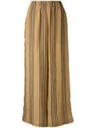 Uma Wang - Striped Flared Trousers - Women - Viscose - M, Nude/neutrals, Viscose