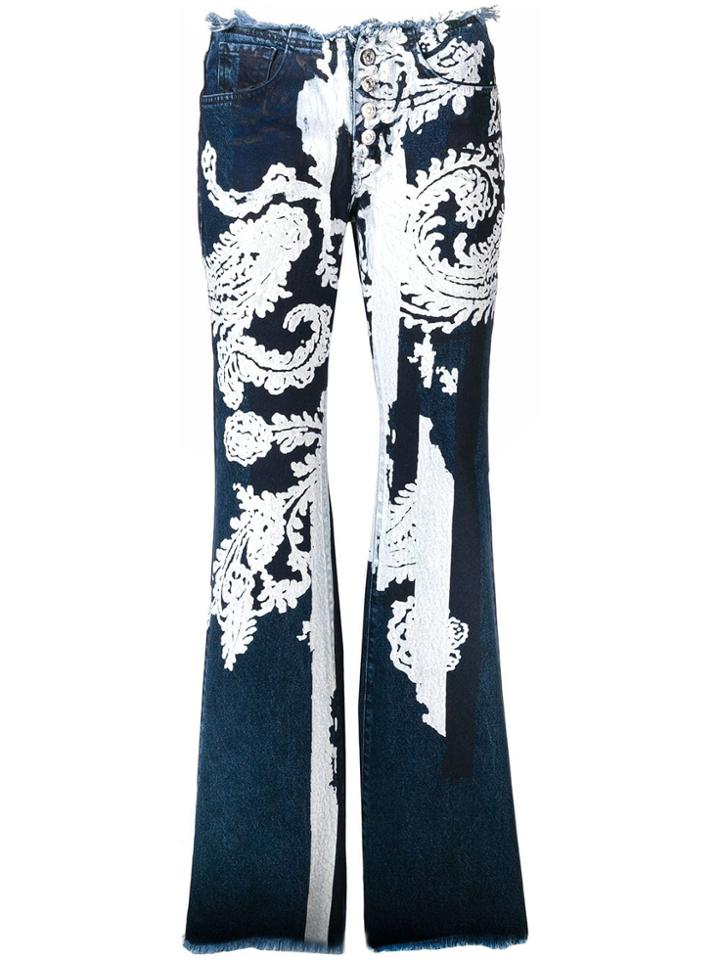Marques'almeida Paisley Stencilled Wide Leg Jeans - Blue