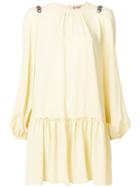 No21 - Gemstone Shoulder Detail Dress - Women - Silk/acetate - 42, Yellow/orange, Silk/acetate