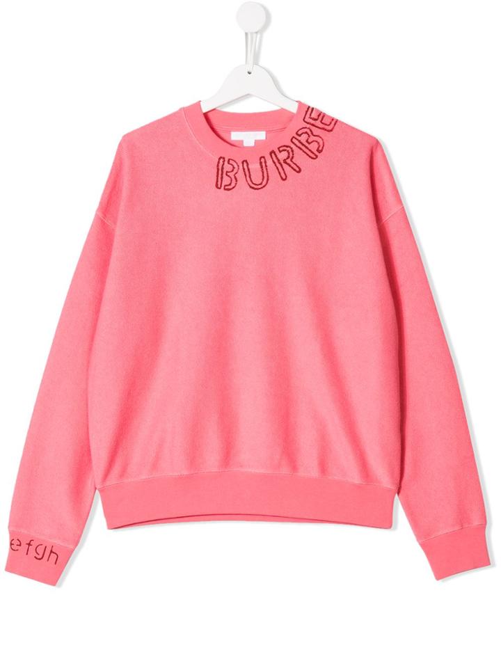 Burberry Kids Contrast Logo Jumper - Pink