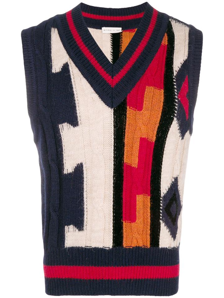 Etro Tapestry Sweater Vest - Blue
