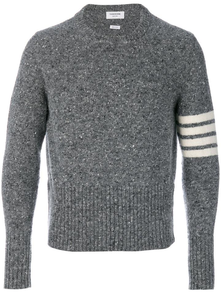 Thom Browne - Striped Sleeve Jumper - Men - Mohair/wool - 2, Grey, Mohair/wool