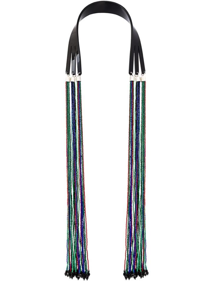 Giorgio Armani Beaded Tassel Necklace, Women's, Black