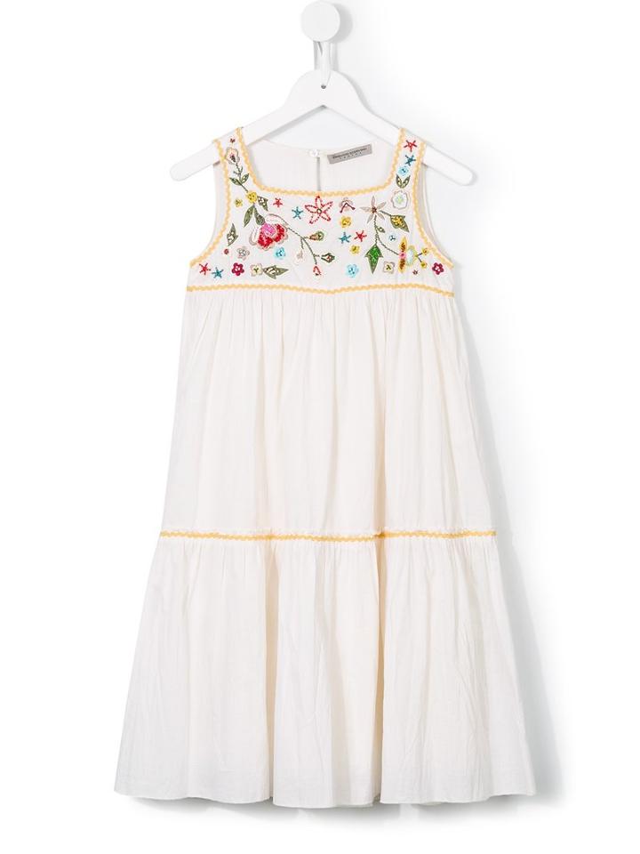 Ermanno Scervino Junior Floral Embroidery Dress, Girl's, Size: 12 Yrs, White