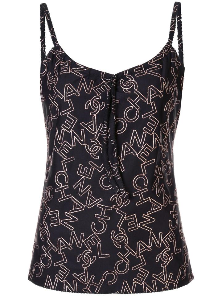 Chanel Pre-owned Logo Printed Camisole - Black
