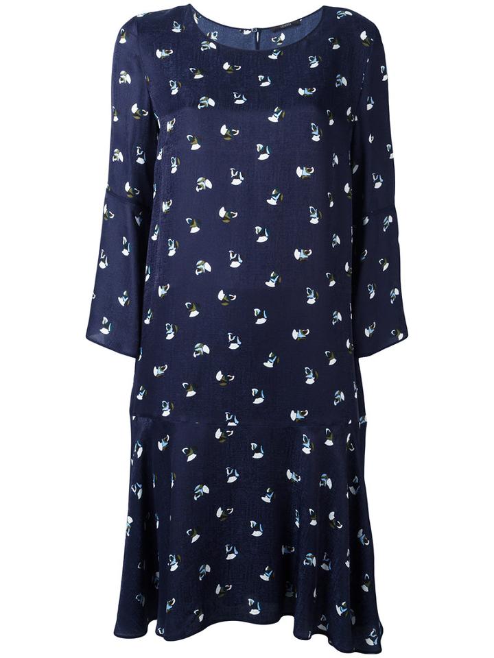 Odeeh Floral Print Shift Dress, Women's, Size: 38, Blue, Silk/viscose/acetate/polyamide
