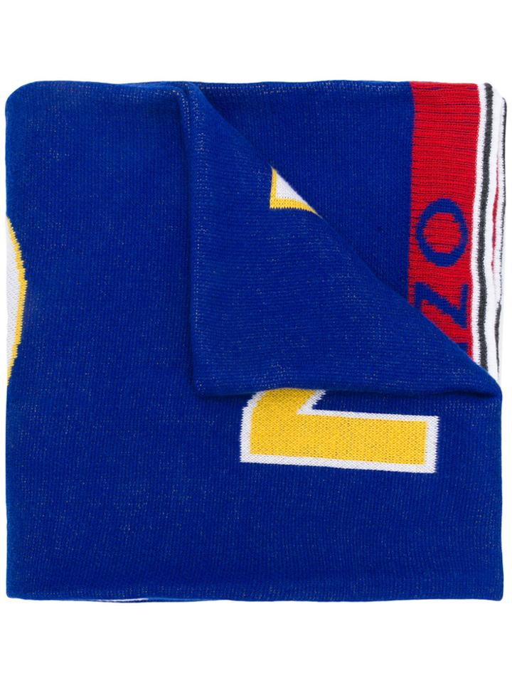 Kenzo Intarsia-knit Scarf - Blue