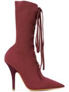 Yeezy Pointed Lace-up Boots - Red
