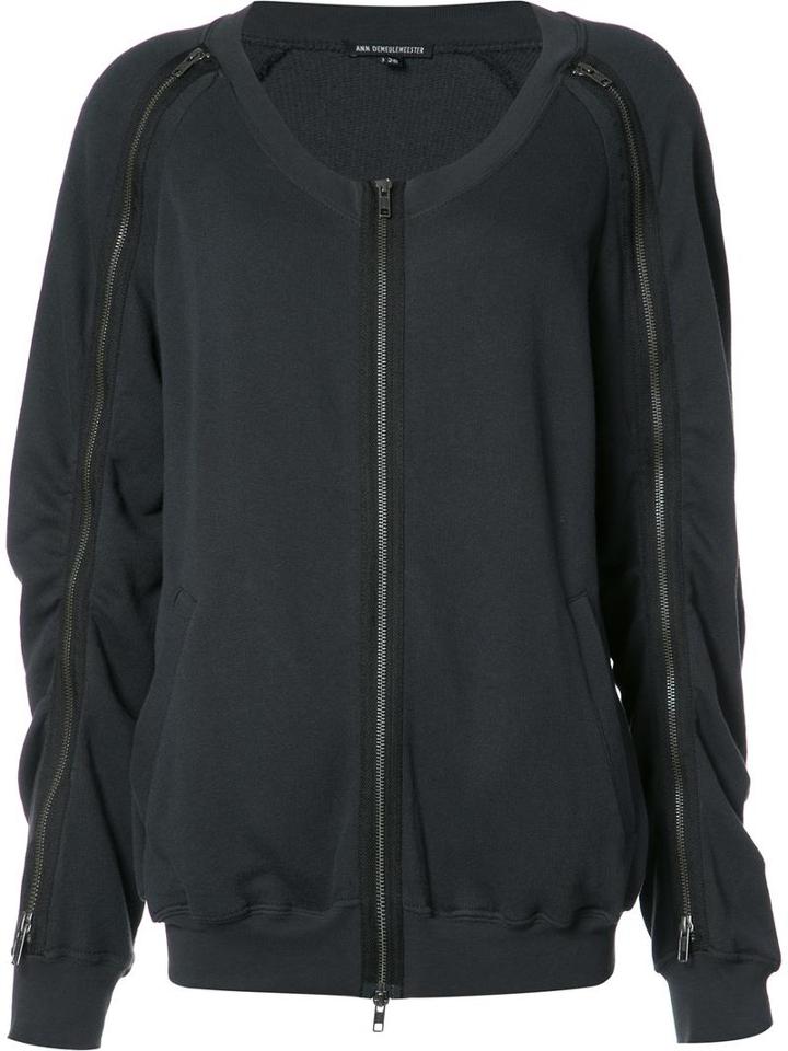 Ann Demeulemeester Zipped Bomber Jacket, Women's, Size: 36, Blue, Cotton