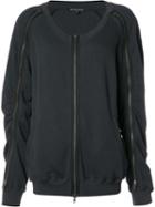Ann Demeulemeester Zipped Bomber Jacket, Women's, Size: 36, Blue, Cotton