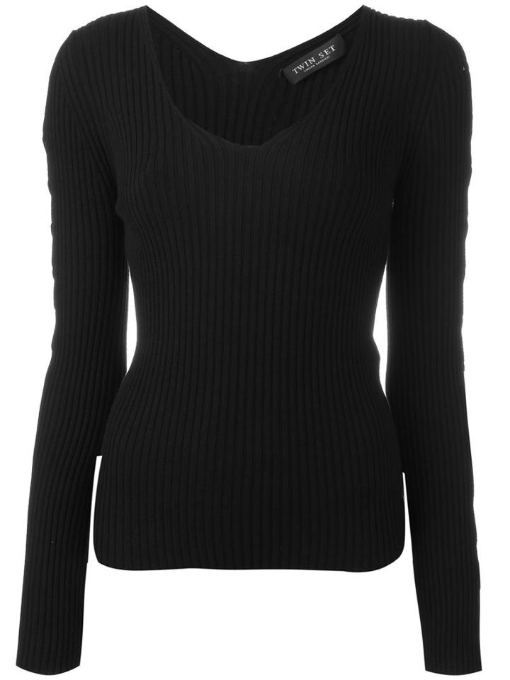 Twin-set Lace-up Sleeve Jumper, Women's, Size: Large, Black, Viscose/polyamide