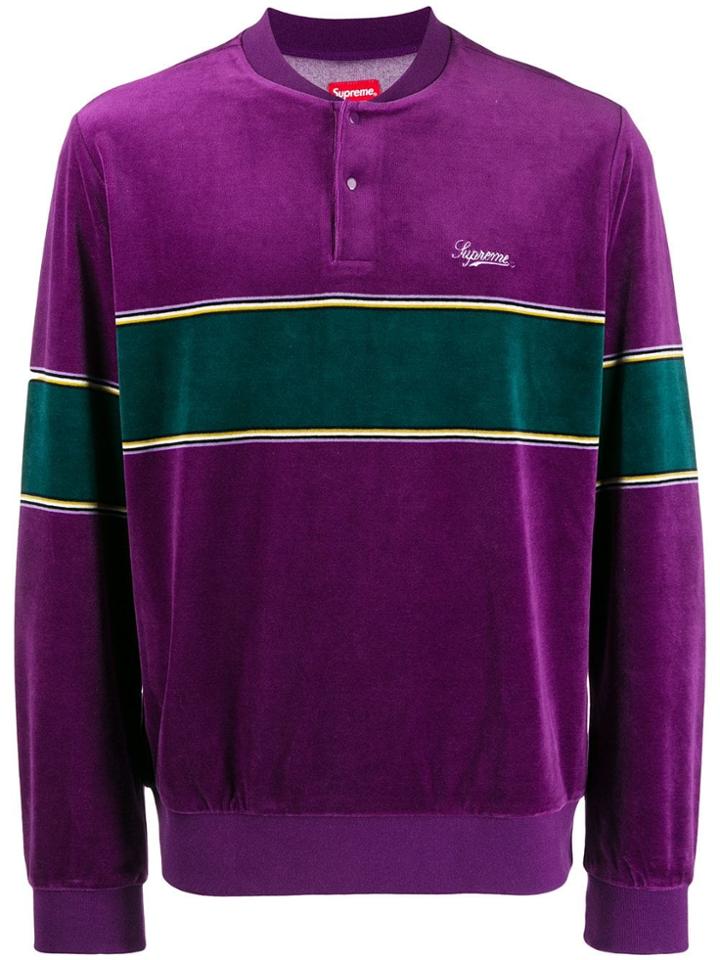 Supreme Velour Snap Henley Top - Purple