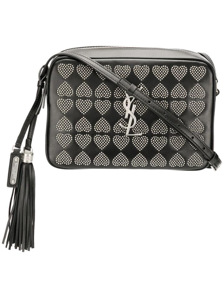 Saint Laurent Studded Heart Shoulder Bag - Black