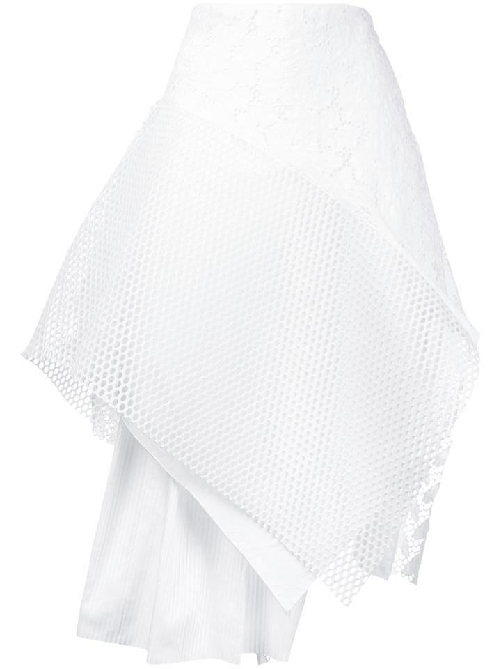 Maurizio Pecoraro - Asymmetric Mesh Skirt - Women - Cotton - 44, White, Cotton