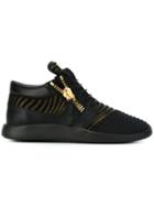 Giuseppe Zanotti Design Striped Runner Low-top Sneakers, Men's, Size: 44, Black, Rubber/leather/suede/leather