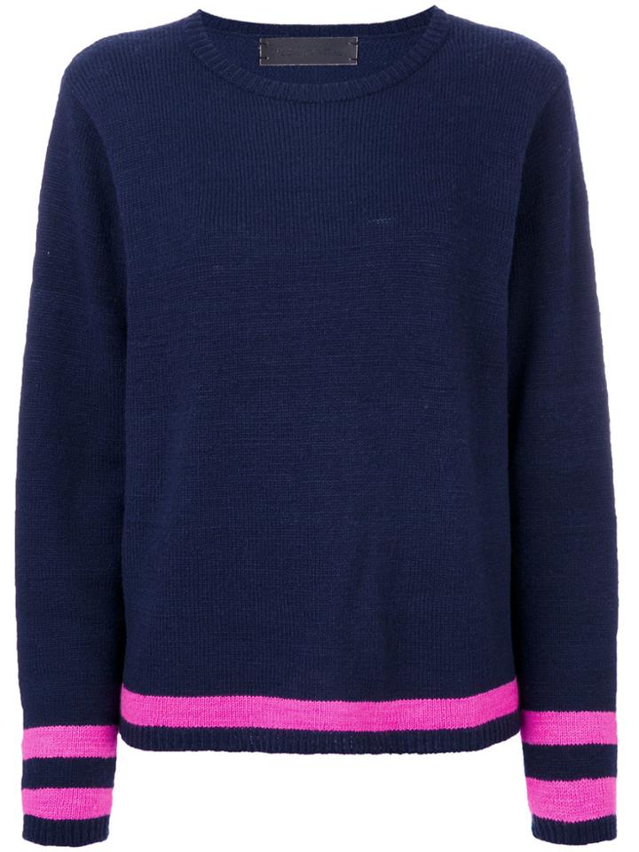 The Elder Statesman Contrast Stripe Cashmere Jumper - Blue