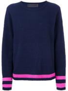 The Elder Statesman Contrast Stripe Cashmere Jumper - Blue