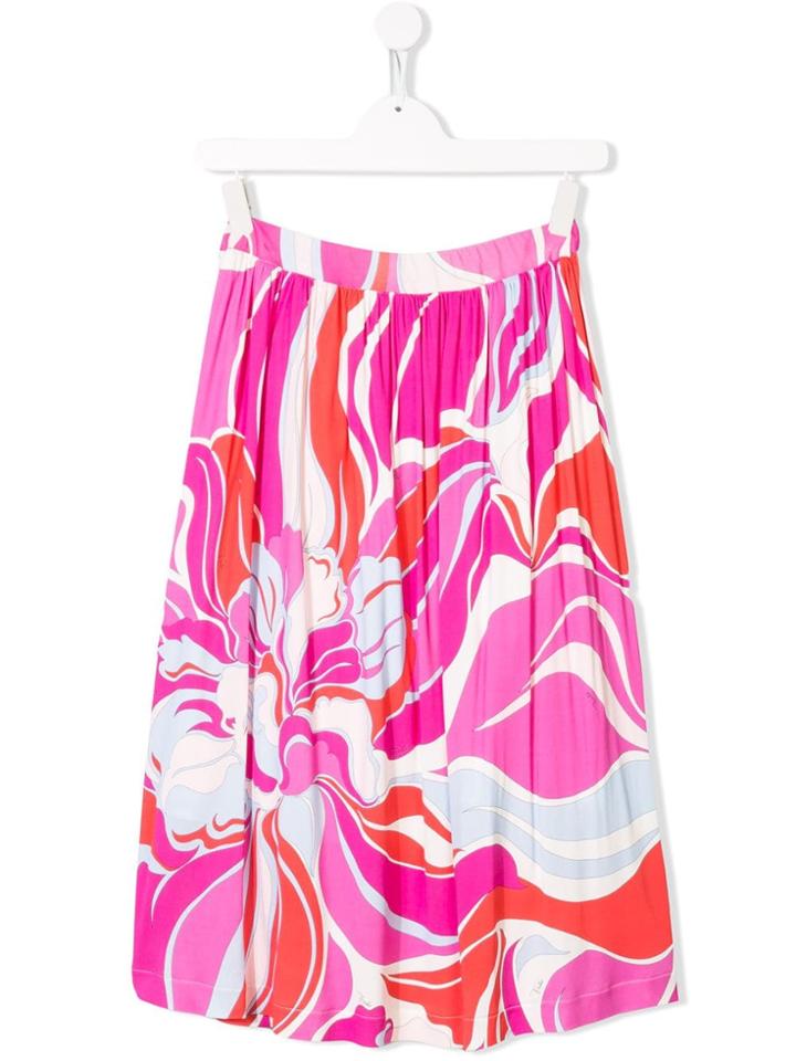 Emilio Pucci Junior Teen Swirl Print Skirt - Pink