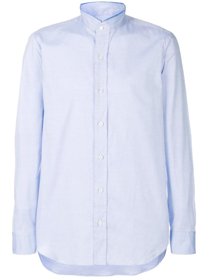 Salvatore Piccolo Band Collar Shirt - Blue