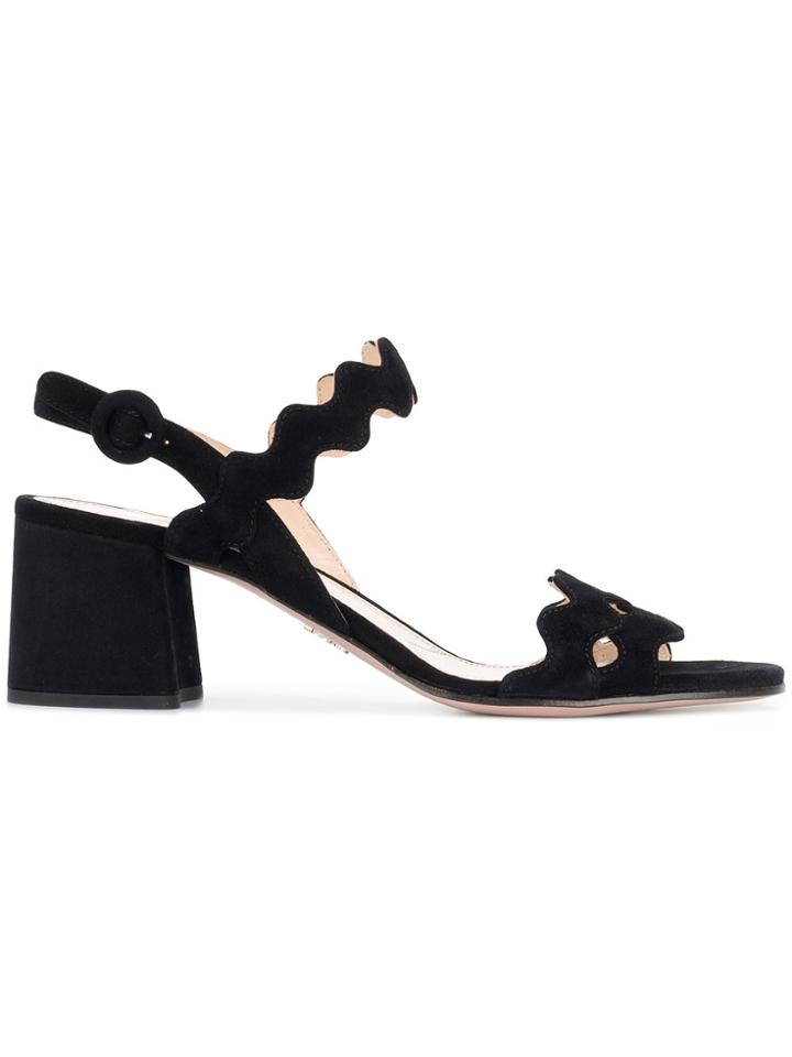 Prada Zig Zag 55 Slingback Sandals - Black