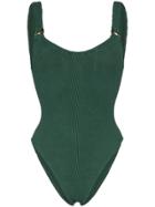 Hunza G Isolde Domino Seersucker Swimsuit - Green